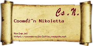Csomán Nikoletta névjegykártya